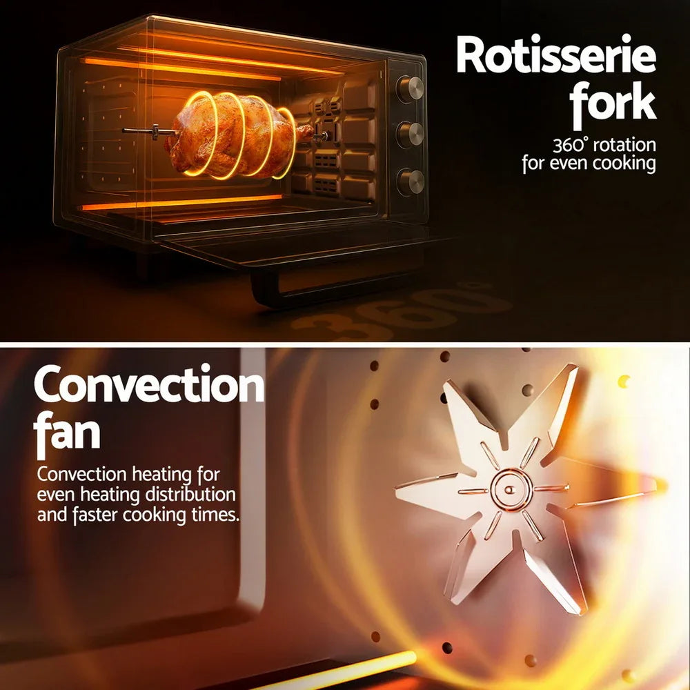 Devanti 30L Convection Oven Electric Fryer Ovens 1600W - Mekamart Australia