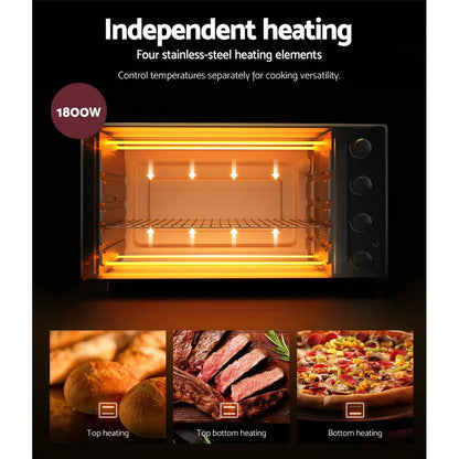 Devanti 45L Convection Oven Electric Fryer Ovens 1800W - Mekamart Australia