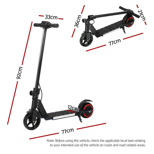 Electric Scooter 130W 16KM/H LED Light Folding Portable Riding Commuter Black - Mekamart Australia