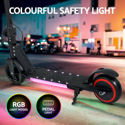 Electric Scooter 130W 16KM/H LED Light Folding Portable Riding Commuter Black - Mekamart Australia