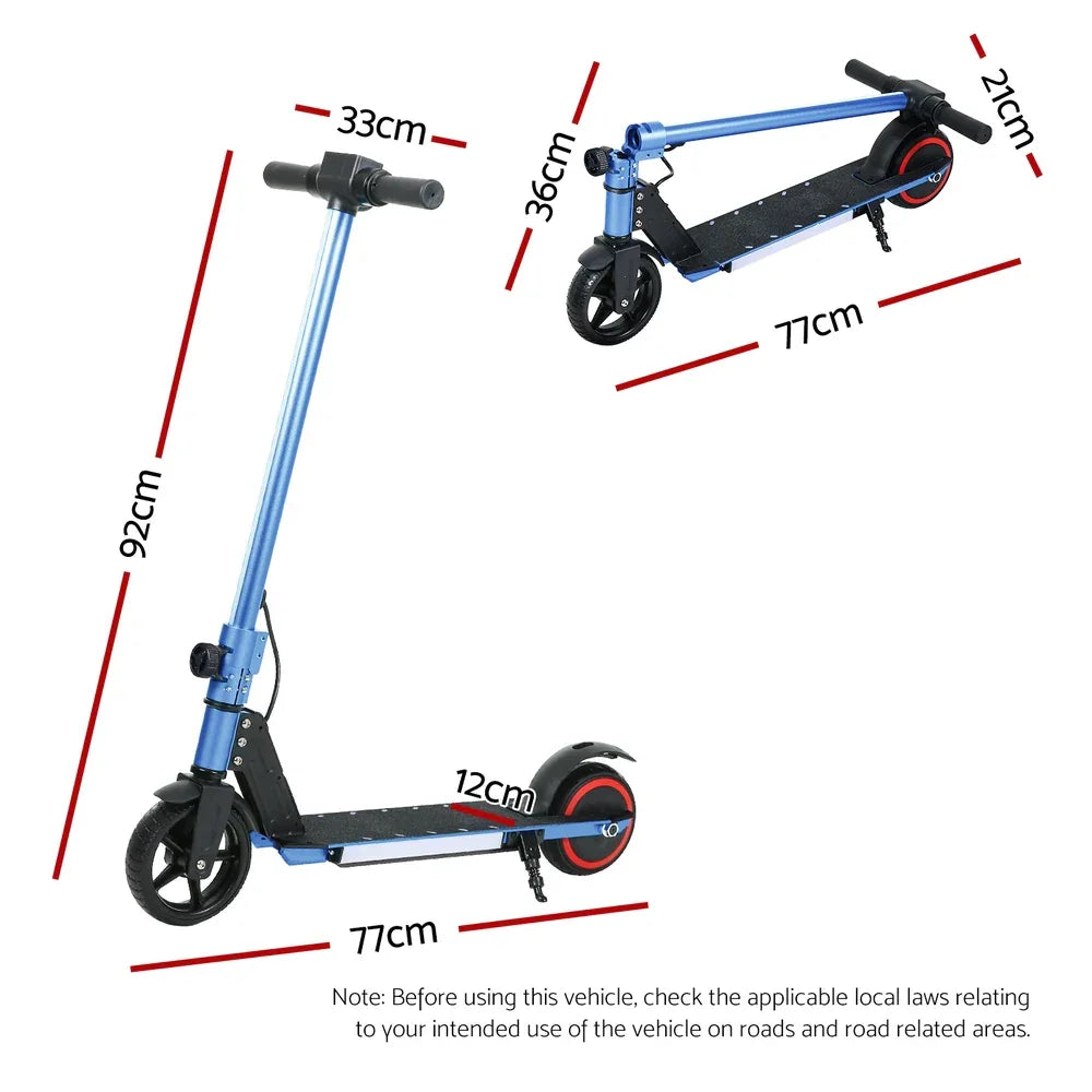 Electric Scooter 130W 16KM/H LED Light Folding Portable Riding Commuter Blue - Mekamart Australia
