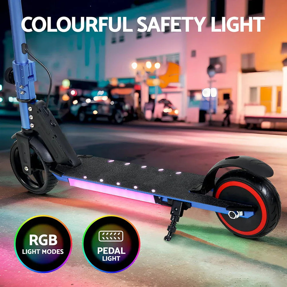 Electric Scooter 130W 16KM/H LED Light Folding Portable Riding Commuter Blue - Mekamart Australia