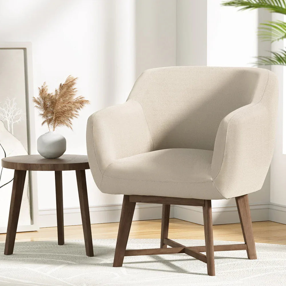 Artiss Armchair Tub Chair Beige Aston - Mekamart Australia