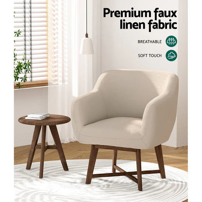 Artiss Armchair Tub Chair Beige Aston - Mekamart Australia