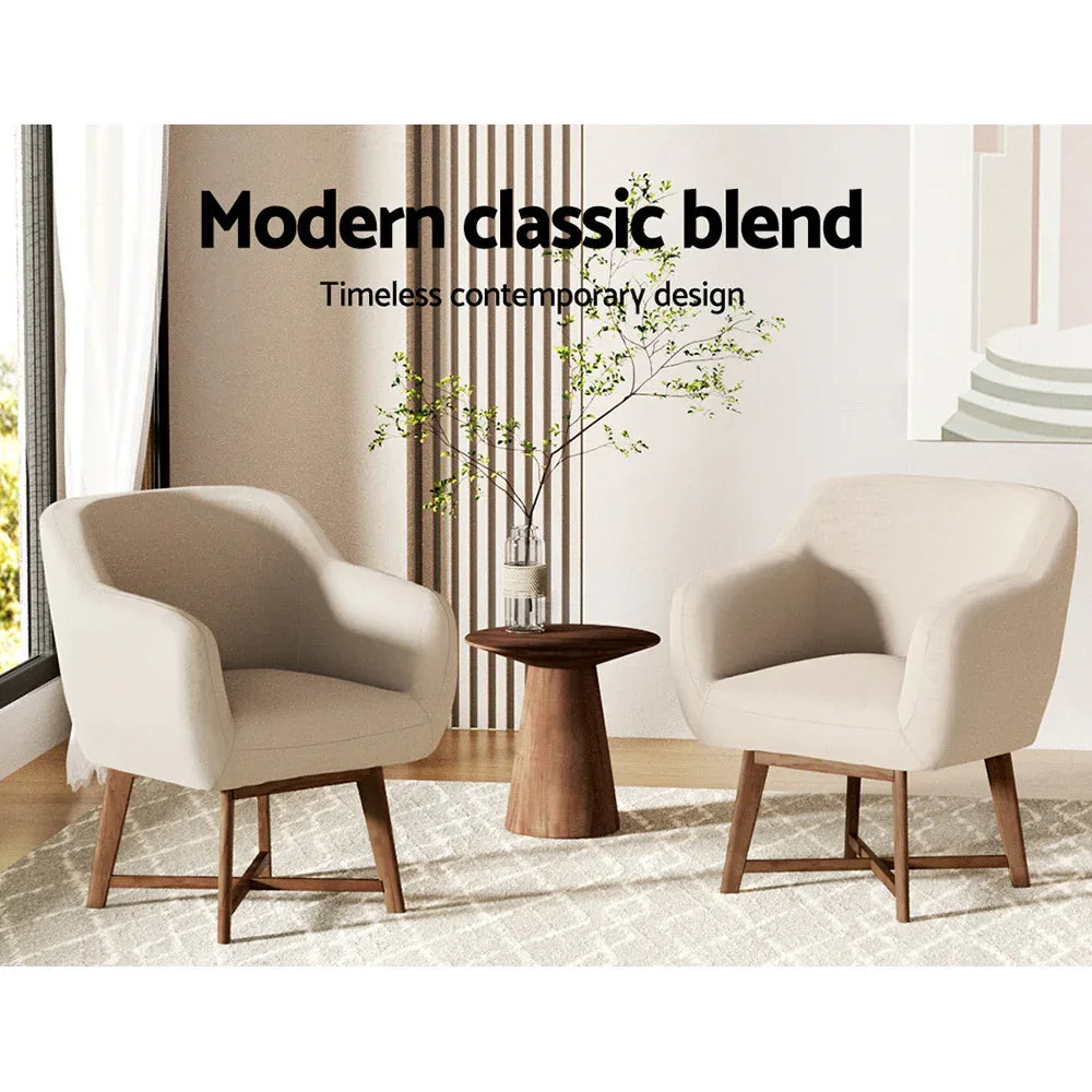 Artiss Armchair Tub Chair Beige Aston - Mekamart Australia