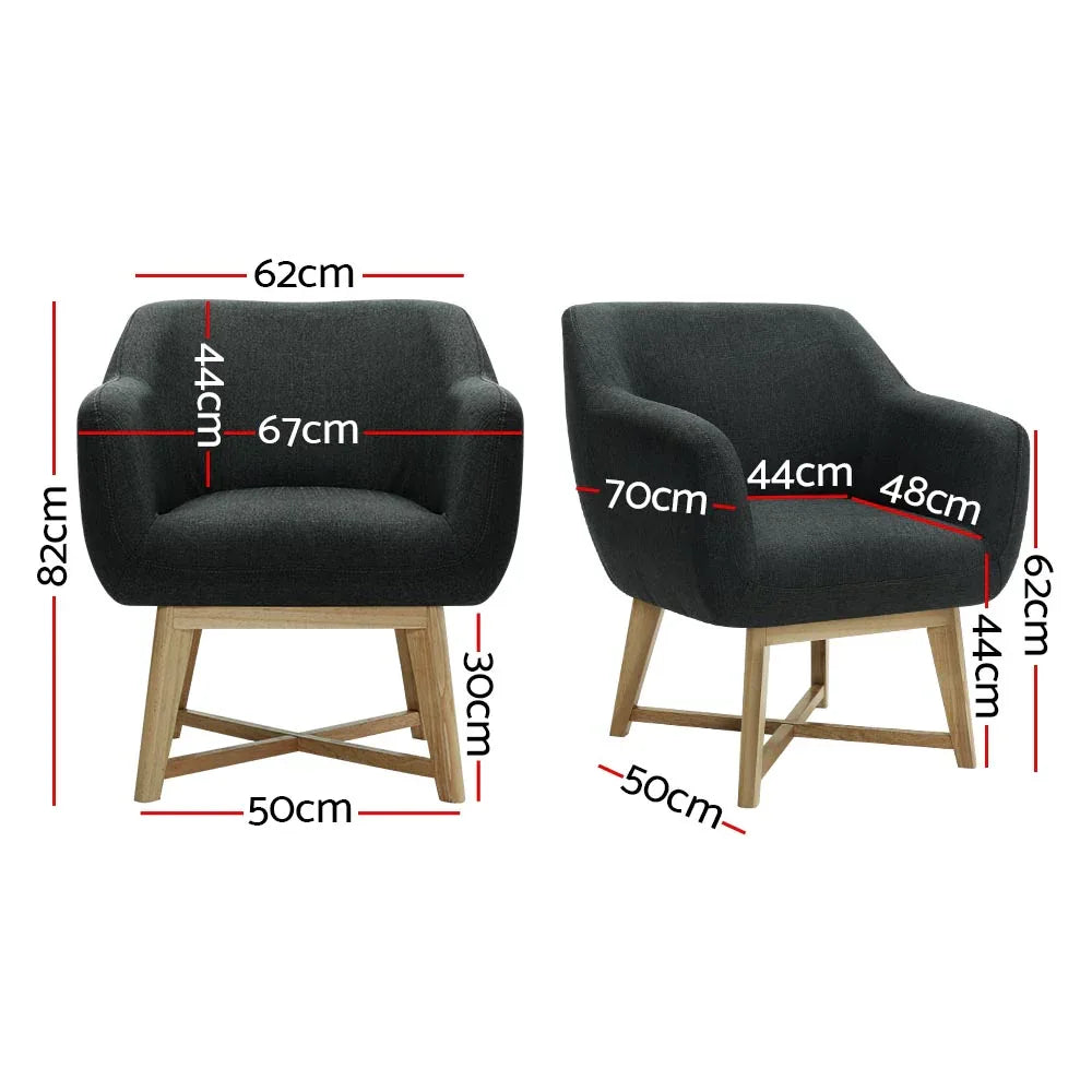 Artiss Armchair Tub Chair Charcoal Aston - Mekamart Australia