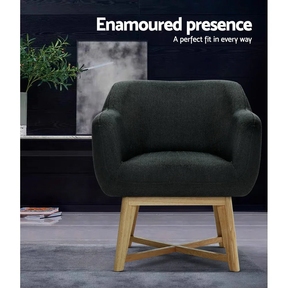 Artiss Armchair Tub Chair Charcoal Aston - Mekamart Australia