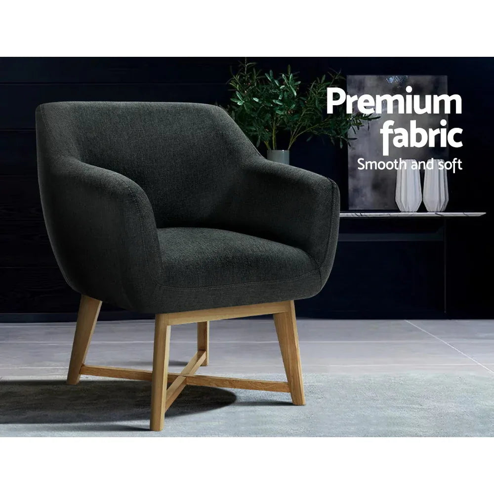 Artiss Armchair Tub Chair Charcoal Aston - Mekamart Australia