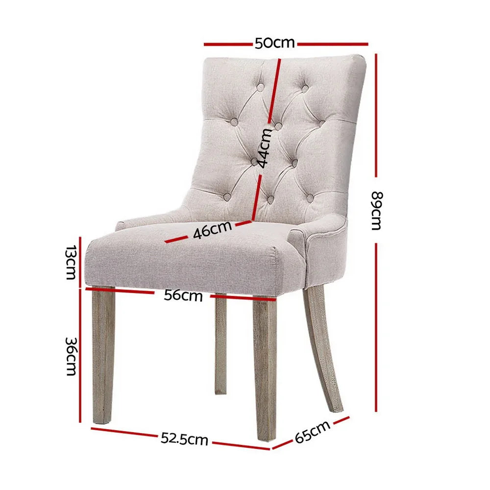 Artiss Dining Chairs Set of 4 Linen French Provincial Beige - Mekamart Australia