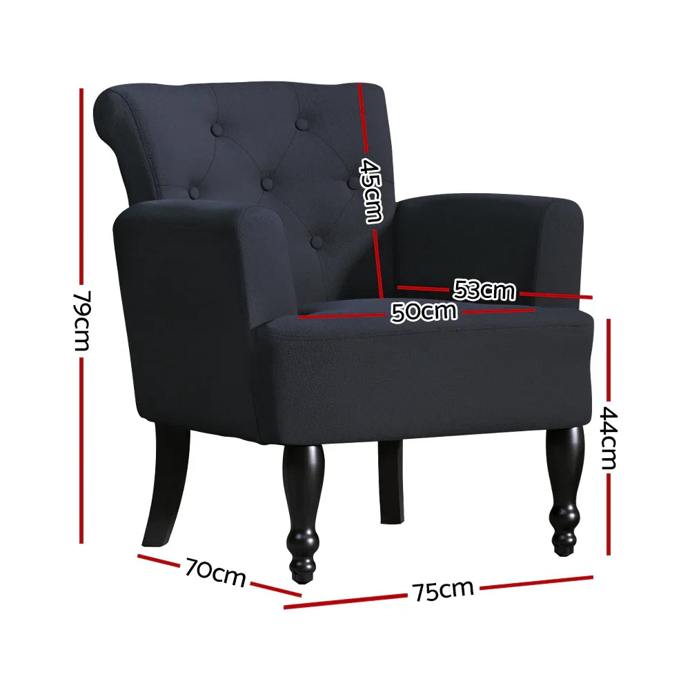 Artiss Armchair Wingback Charcoal Lothair - Mekamart Australia