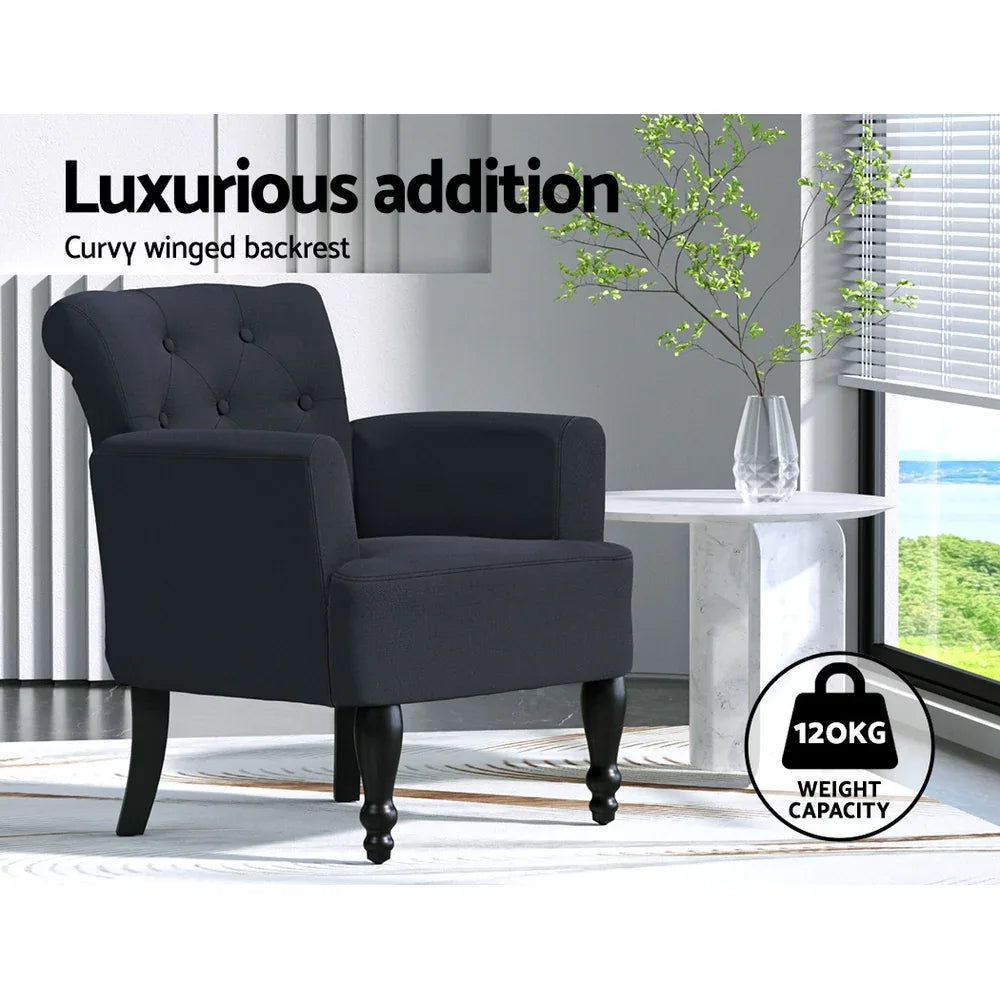 Artiss Armchair Wingback Charcoal Lothair - Mekamart Australia