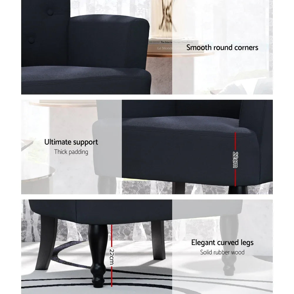 Artiss Armchair Wingback Charcoal Lothair - Mekamart Australia