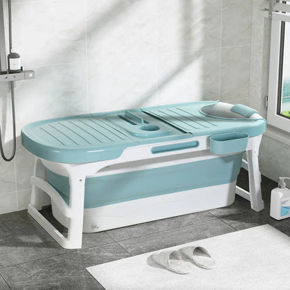 Weisshorn Foldable Bathtub Portable Folding Water Spa with Cover Plate 136x62cm - Mekamart Australia