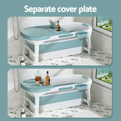 Weisshorn Foldable Bathtub Portable Folding Water Spa with Cover Plate 136x62cm - Mekamart Australia