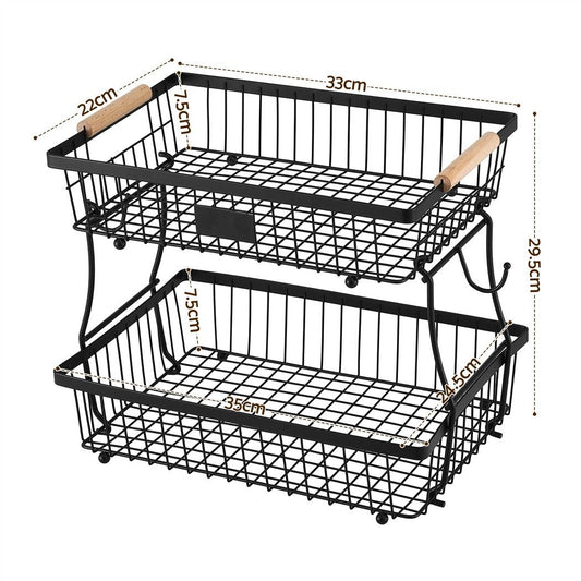 5-Star Chef 2 Tier Fruit Basket Bowl Detachable Kitchen Food Storage Stand