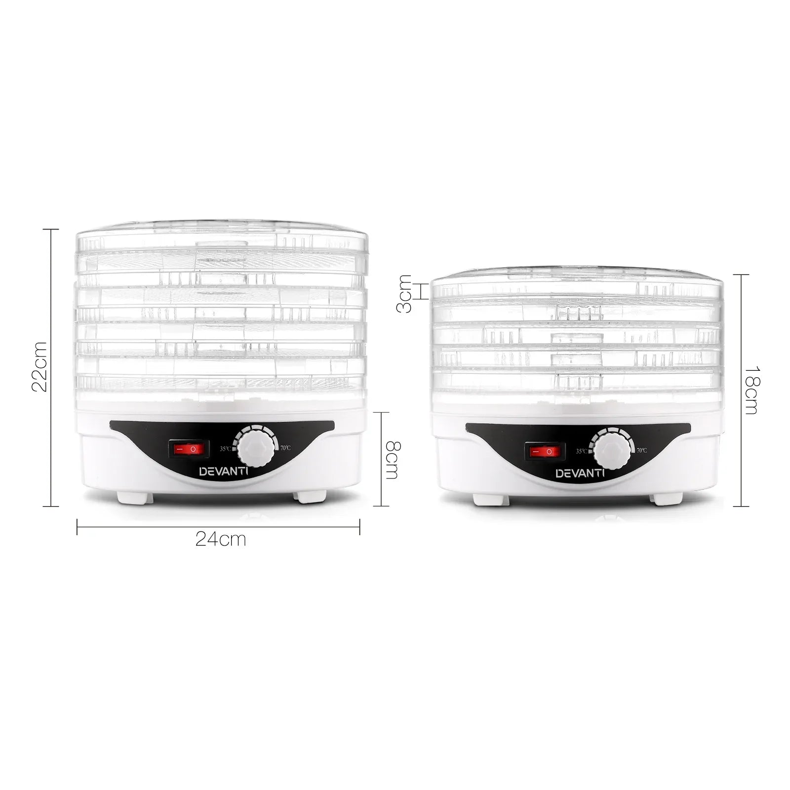 Devanti 5 Trays Food Dehydrator Fruit Dehydrators Pet Beef Jerky Dryer White - Mekamart Australia