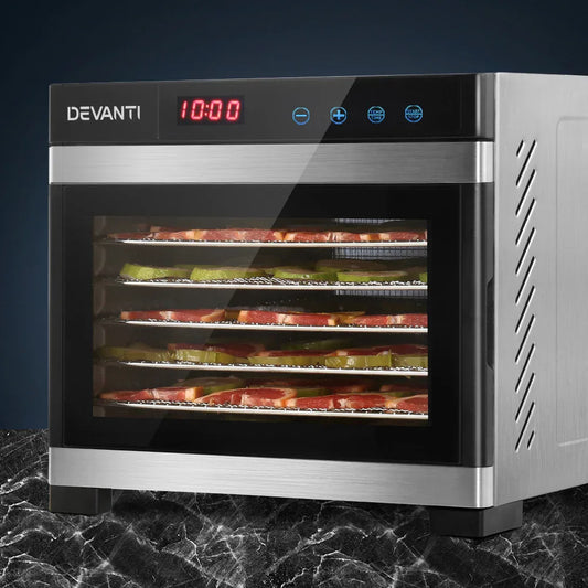 Devanti 6 Trays Food Dehydrator Stainless Steel Tray - Mekamart Australia