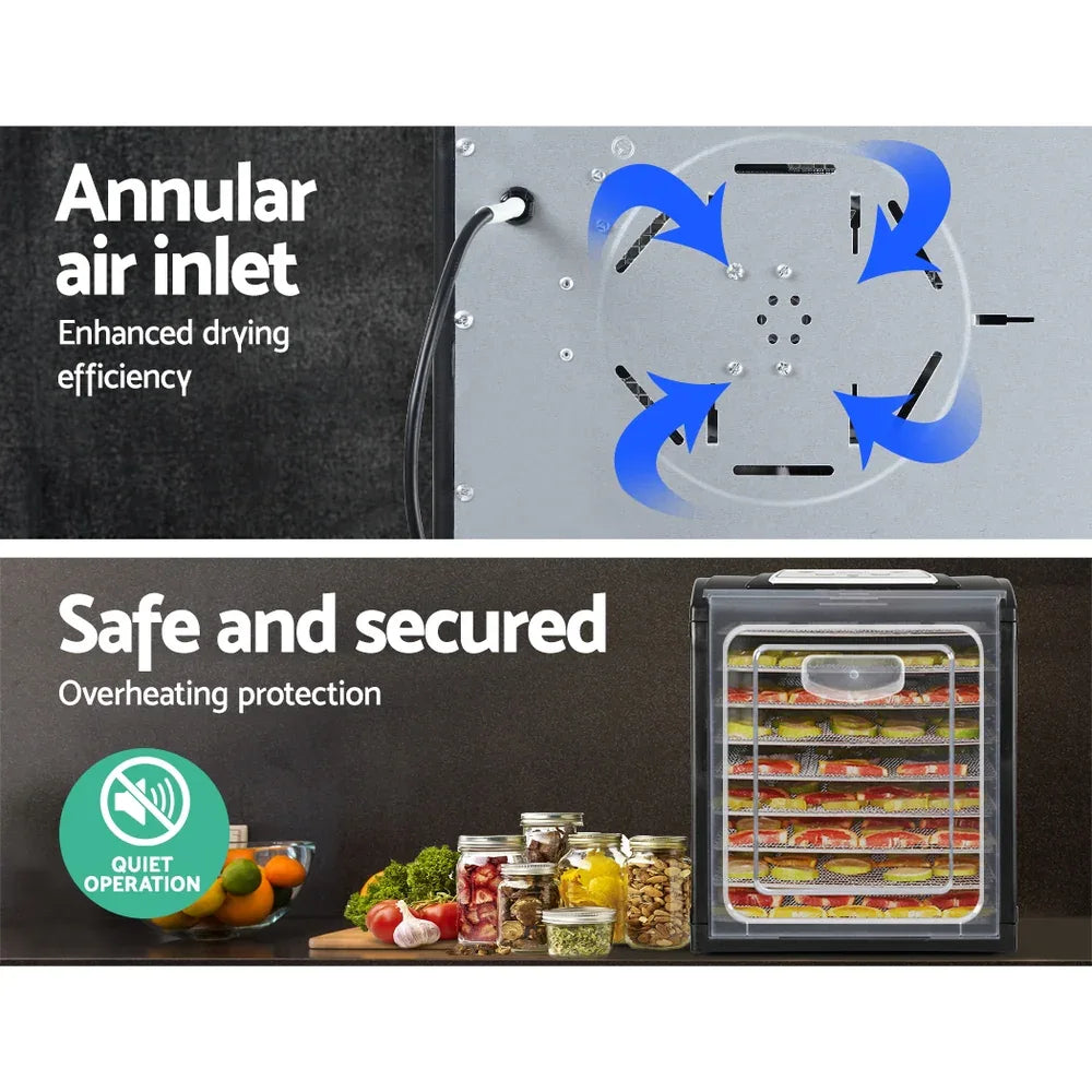 Devanti 9 Trays Food Dehydrator Stainless Steel Tray - Mekamart Australia