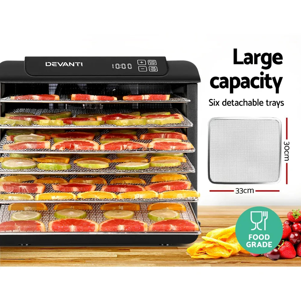 Devanti 6 Trays Food Dehydrator Stainless Steel Tray - Mekamart Australia