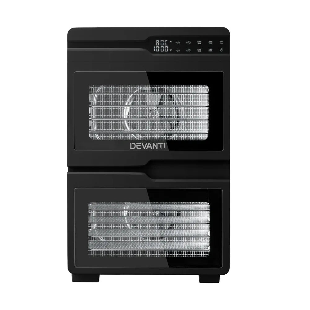 Devanti 12 Trays Food Dehydrator Dual-Zone Stainless Steel Fruit Jerky Dryer - Mekamart Australia