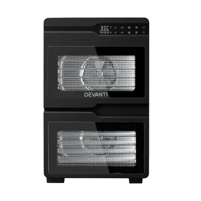 Devanti 12 Trays Food Dehydrator Dual-Zone Stainless Steel Fruit Jerky Dryer - Mekamart Australia