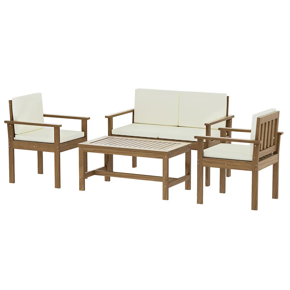 Gardeon 4-Piece Outdoor Sofa Set Wooden Couch Lounge Setting - Mekamart Australia