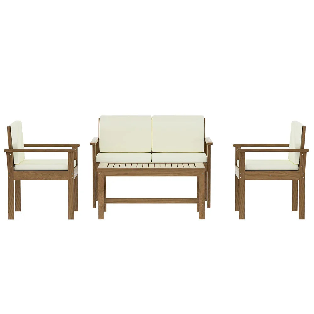 Gardeon 4-Piece Outdoor Sofa Set Wooden Couch Lounge Setting - Mekamart Australia