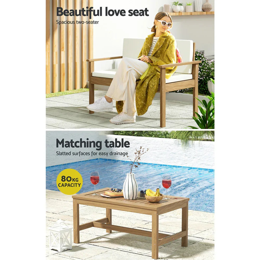 Gardeon 4-Piece Outdoor Sofa Set Wooden Couch Lounge Setting - Mekamart Australia