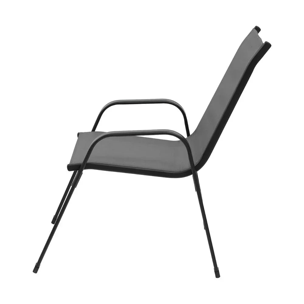 Gardeon 4PC Outdoor Dining Chairs Stackable Lounge Chair Patio Furniture Grey - Mekamart Australia