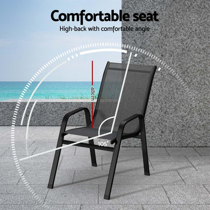 Gardeon 4PC Outdoor Dining Chairs Stackable Lounge Chair Patio Furniture Grey - Mekamart Australia