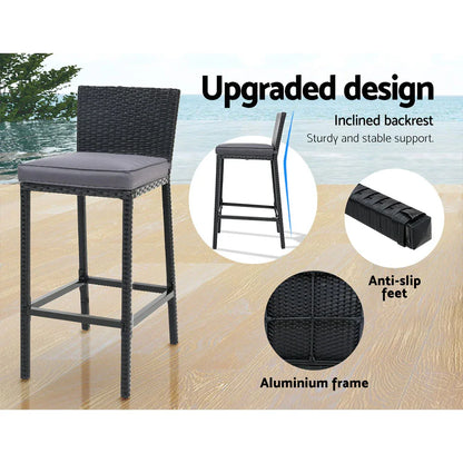 Gardeon 5-Piece Outdoor Bar Set Dining Table Stools Wicker Patio Setting - Mekamart Australia