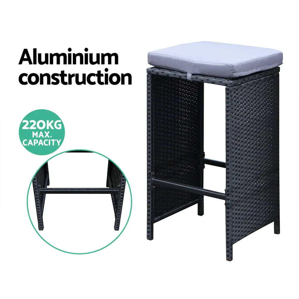 Gardeon 7-Piece Outdoor Bar Set Dining Table Stools Wicker Patio Setting - Mekamart Australia