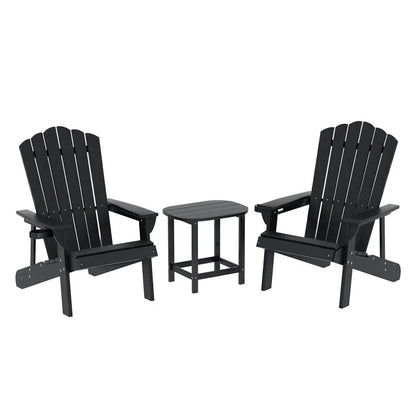 Gardeon Outdoor Table and Chairs HDPE Adirondack Beach Chair Sun Lounge Patio Furniture Garden Black - Mekamart Australia