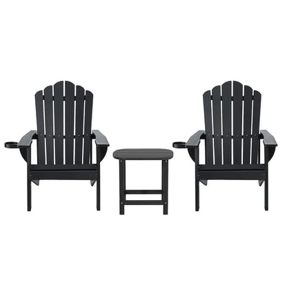 Gardeon Outdoor Table and Chairs HDPE Adirondack Beach Chair Sun Lounge Patio Furniture Garden Black - Mekamart Australia
