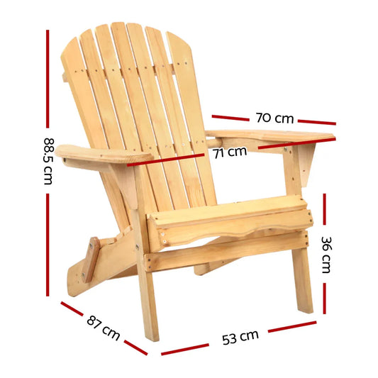 Gardeon Adirondack Outdoor Chairs Wooden Beach Chair Patio Furniture Garden Natural - Mekamart Australia