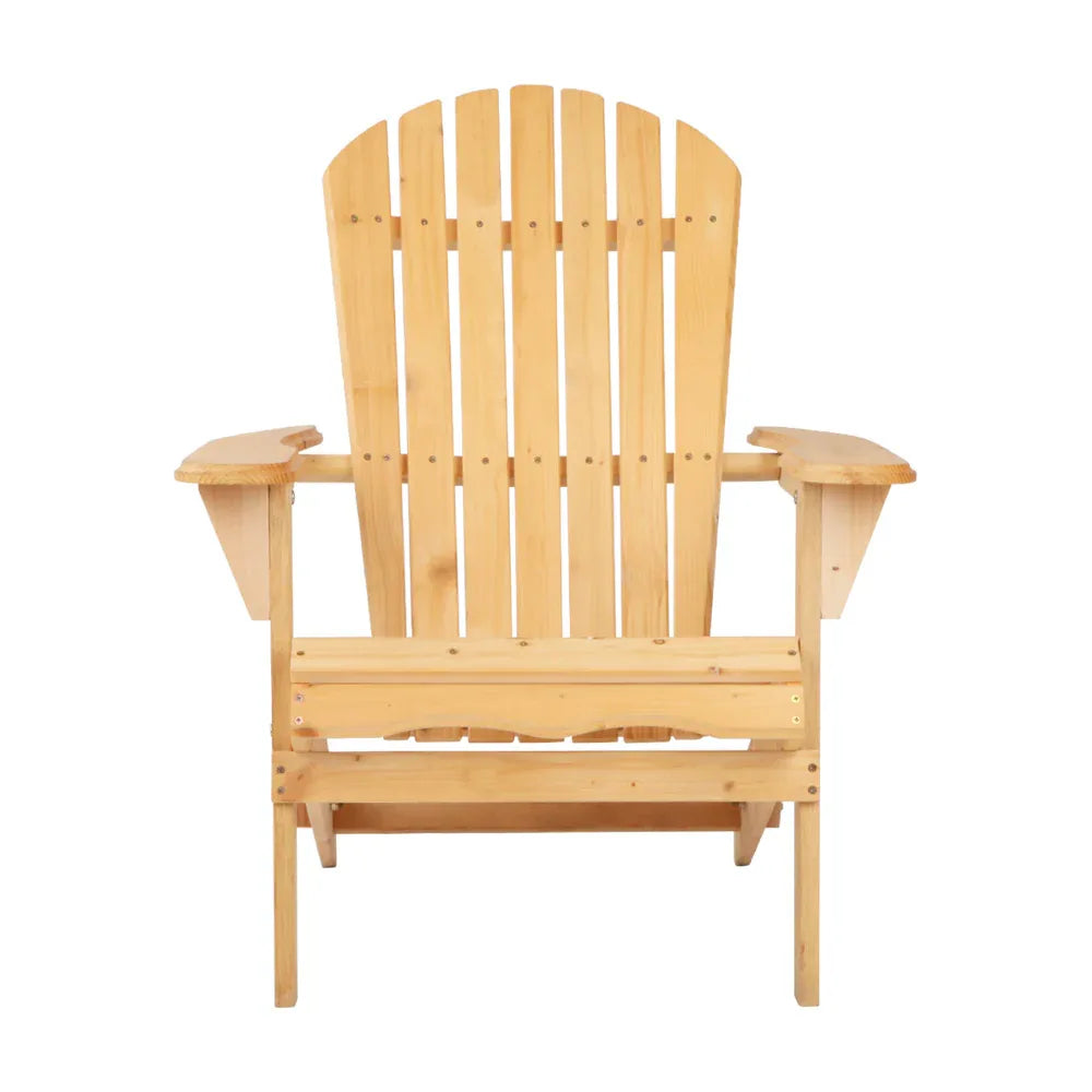 Gardeon Adirondack Outdoor Chairs Wooden Beach Chair Patio Furniture Garden Natural - Mekamart Australia
