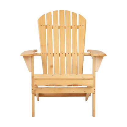 Gardeon Adirondack Outdoor Chairs Wooden Beach Chair Patio Furniture Garden Natural - Mekamart Australia