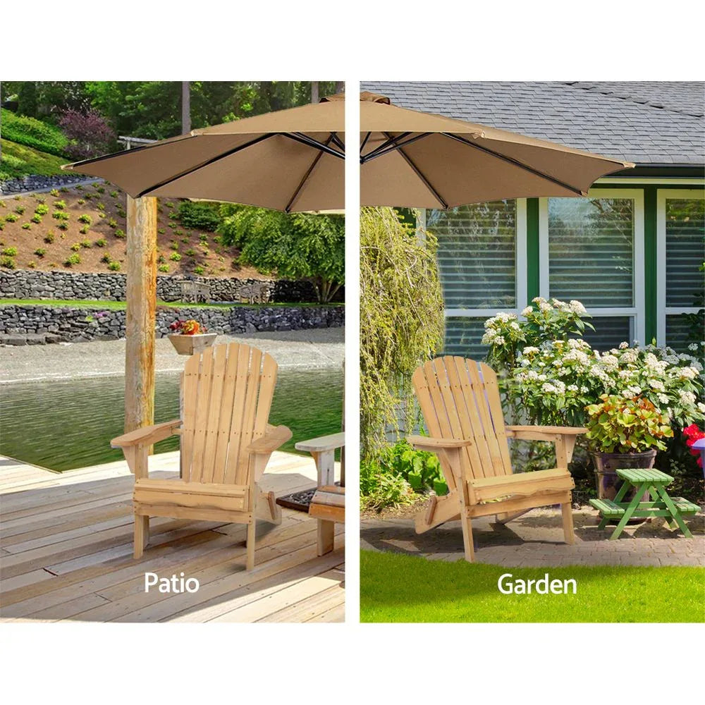 Gardeon Adirondack Outdoor Chairs Wooden Beach Chair Patio Furniture Garden Natural - Mekamart Australia
