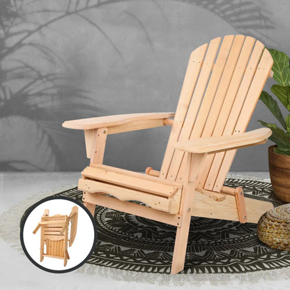 Gardeon Adirondack Outdoor Chairs Wooden Beach Chair Patio Furniture Garden Natural - Mekamart Australia