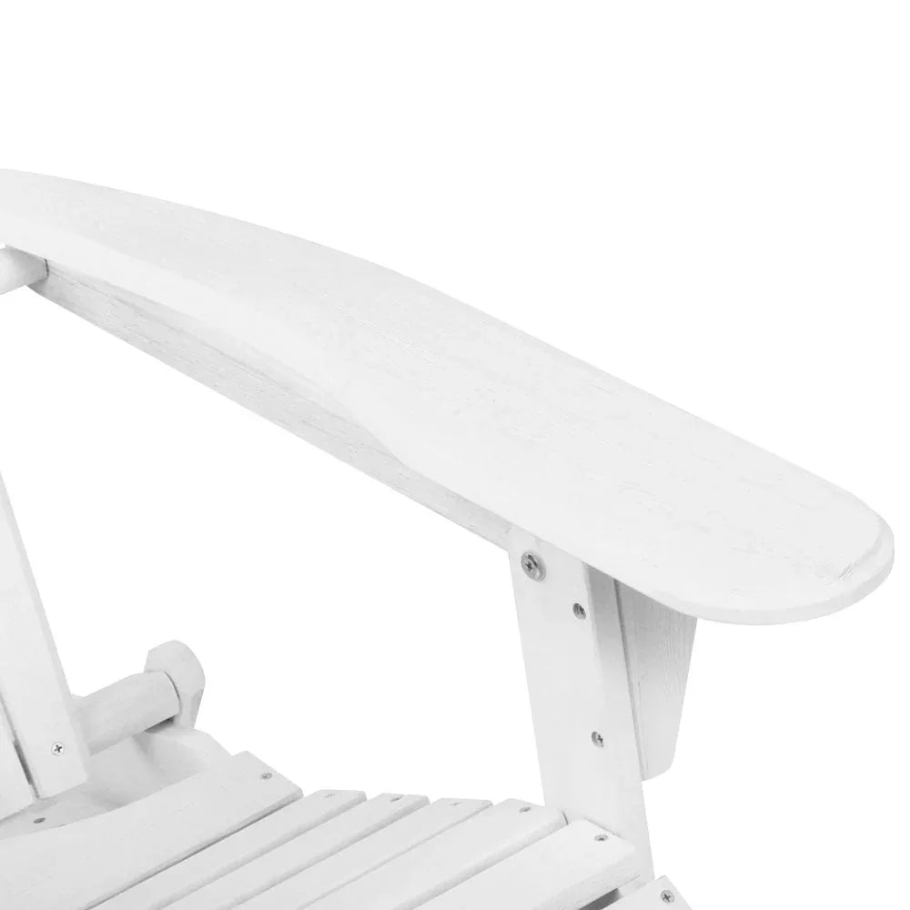 Gardeon 3PC Adirondack Outdoor Table and Chairs Wooden Sun Lounge Beach Patio White - Mekamart Australia