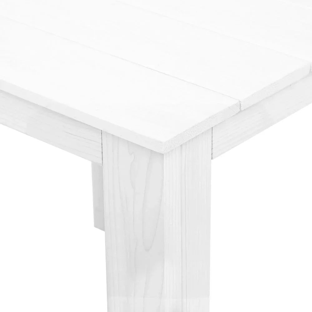 Gardeon 3PC Adirondack Outdoor Table and Chairs Wooden Sun Lounge Beach Patio White - Mekamart Australia