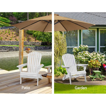 Gardeon Adirondack Outdoor Chairs Wooden Foldable Beach Chair Patio Furniture White - Mekamart Australia