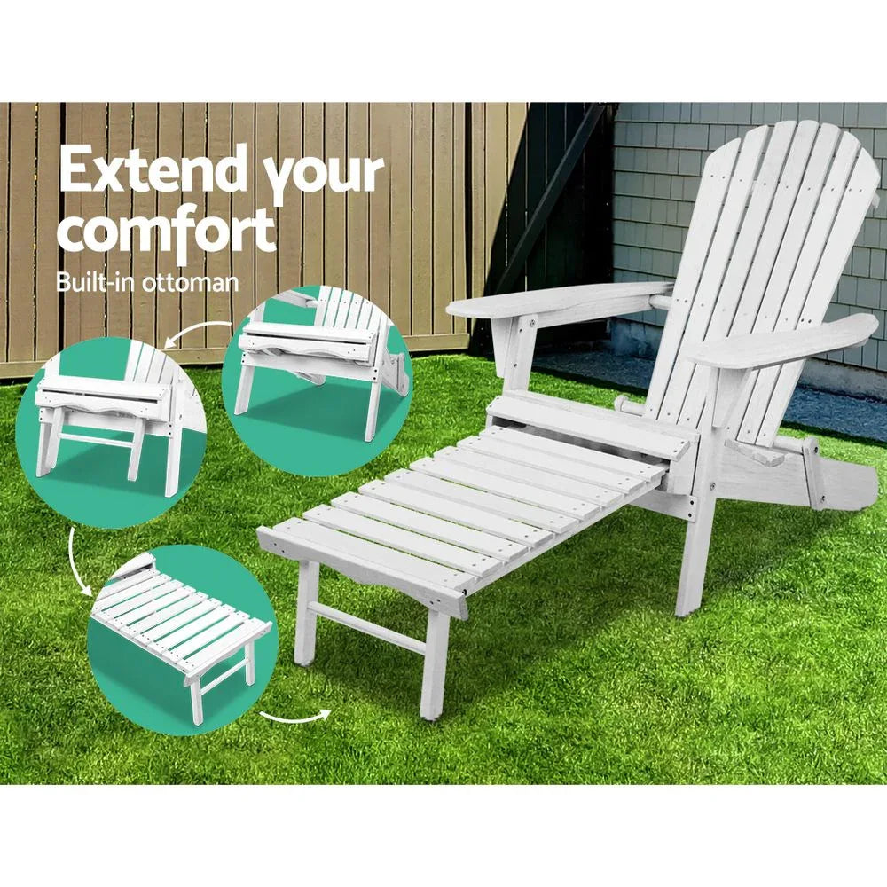 Gardeon 2PC Adirondack Outdoor Chairs Wood Foldable Sun Lounge Patio Furniture - Mekamart Australia