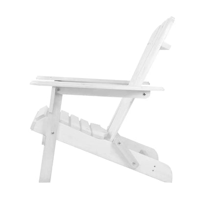 Gardeon 3PC Adirondack Outdoor Table and Chairs Wooden Foldable Beach Chair White - Mekamart Australia