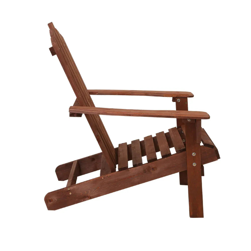 Gardeon Adirondack Outdoor Chairs Wooden Beach Chair Patio Furniture Garden Brown - Mekamart Australia