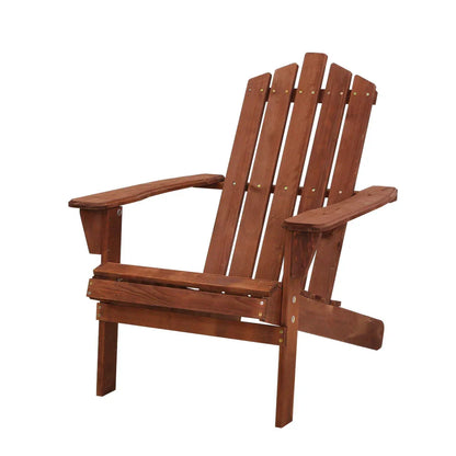 Gardeon Adirondack Outdoor Chairs Wooden Beach Chair Patio Furniture Garden Brown - Mekamart Australia