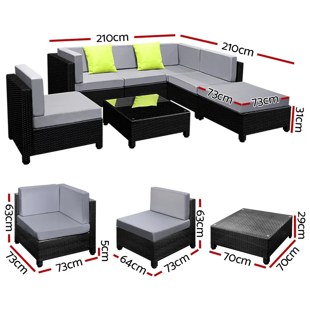 Gardeon 7-Piece Outdoor Sofa Set Wicker Couch Lounge Setting Seat Cover - Mekamart Australia