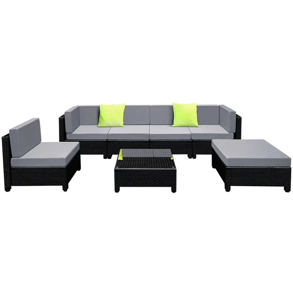 Gardeon 7-Piece Outdoor Sofa Set Wicker Couch Lounge Setting Seat Cover - Mekamart Australia