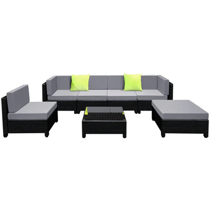 Gardeon 7-Piece Outdoor Sofa Set Wicker Couch Lounge Setting Seat Cover - Mekamart Australia