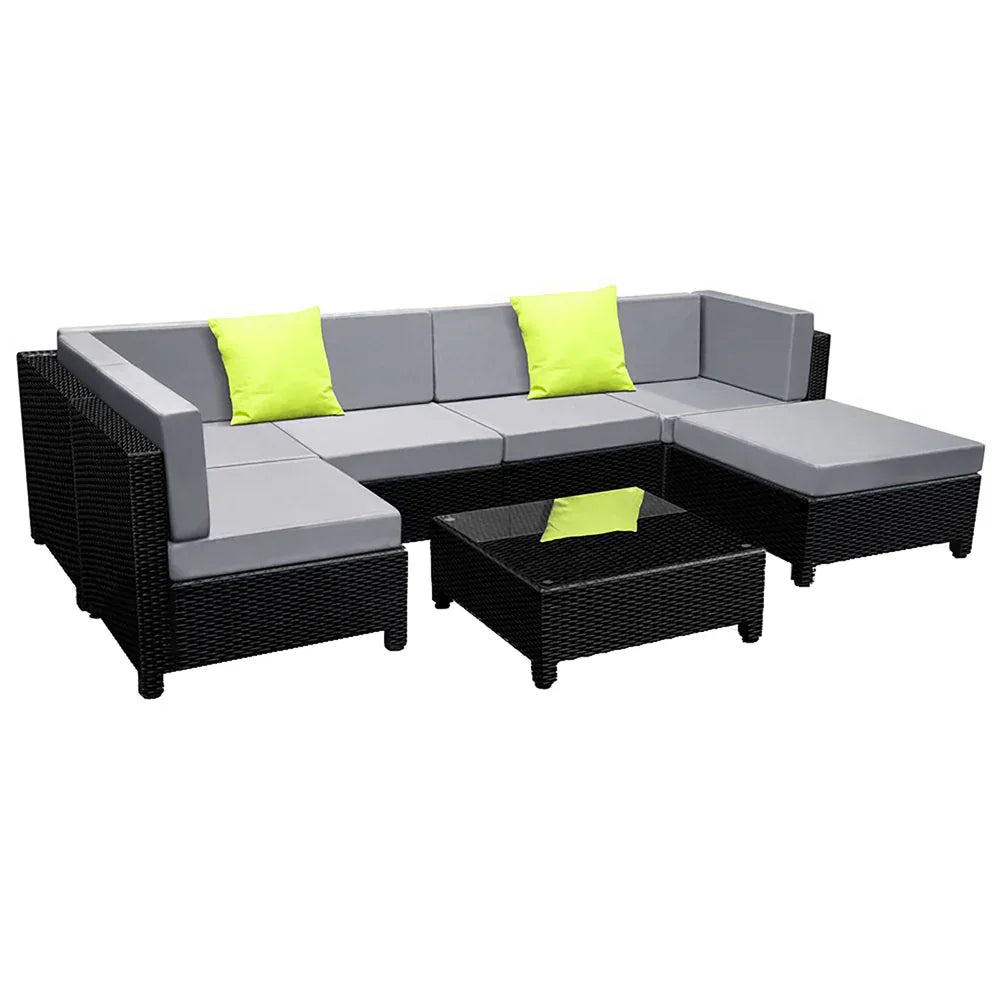 Gardeon 7-Piece Outdoor Sofa Set Wicker Couch Lounge Setting Seat Cover - Mekamart Australia